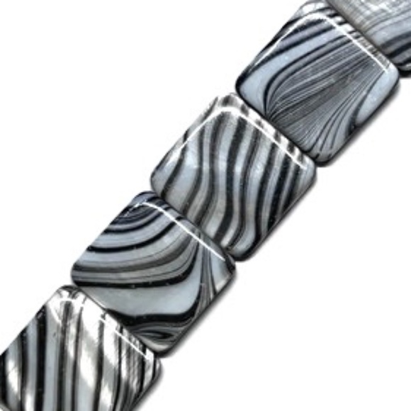 Silver Dawn Jewels Other - As Low As $2 White Glossy Tiger Stripe Natural Shell FlatSquare Beads 15mm (10)